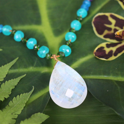 Moonstone with Amazonite & Chrome Diopside Rainbow Mana