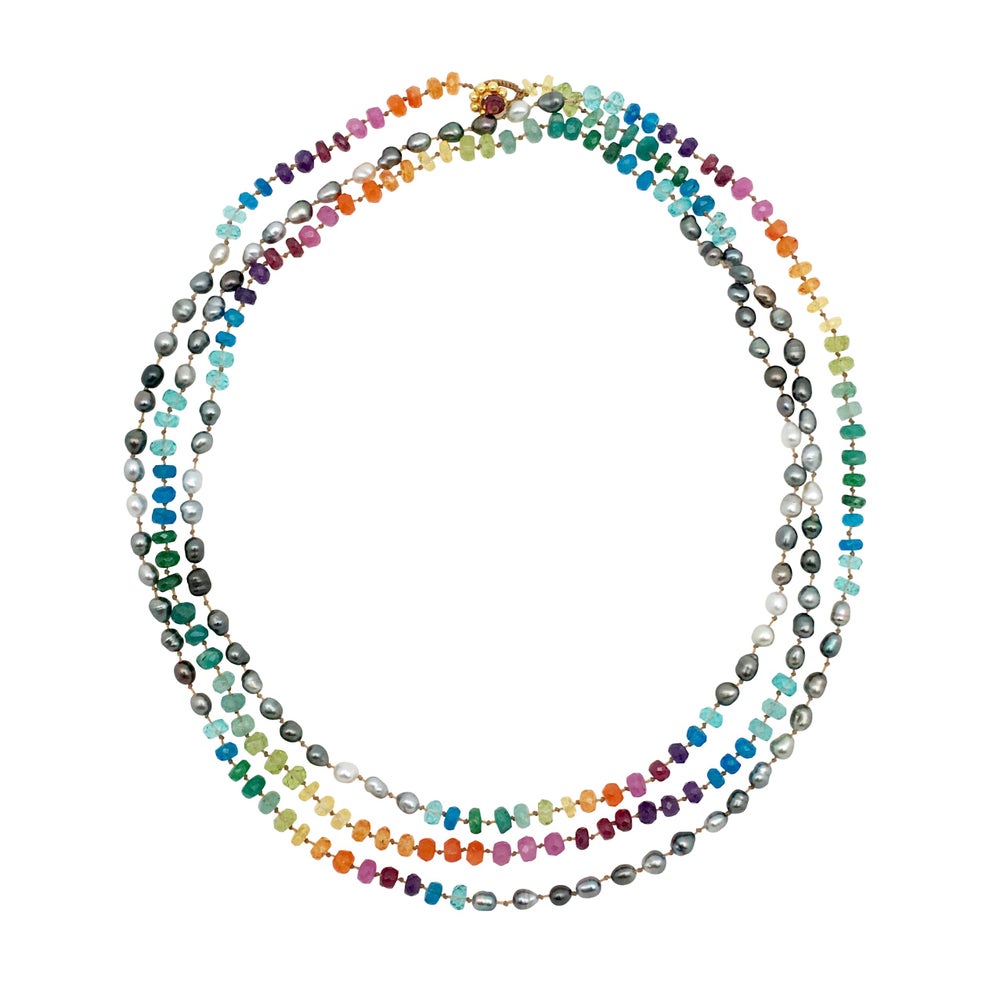 Tahitian Keshi Pearl Rainbow Lei