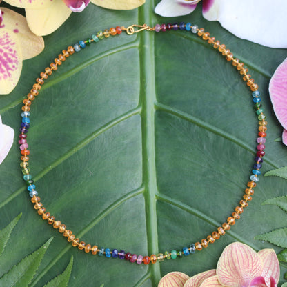 Mandarin Garnet Choker Rainbow Lei