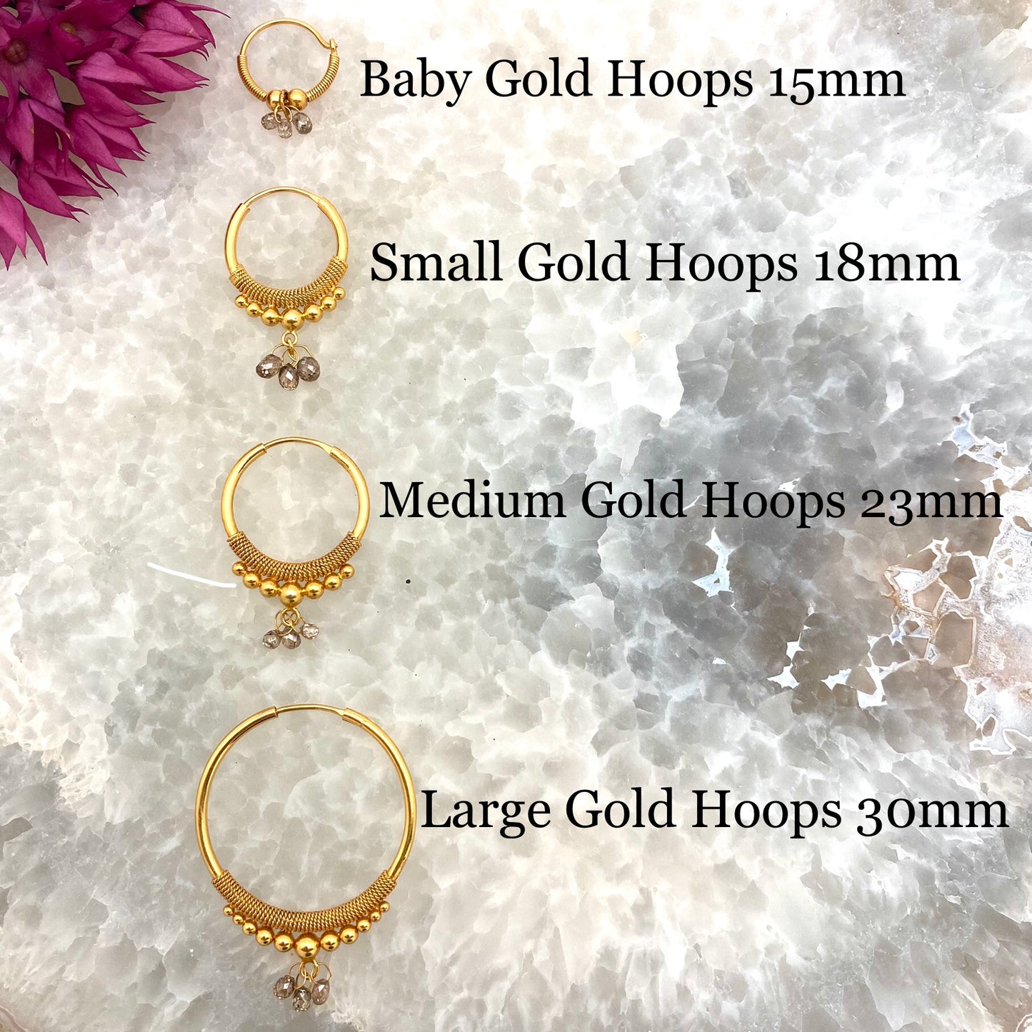 Golden Droplet Hoops with Natural Diamonds