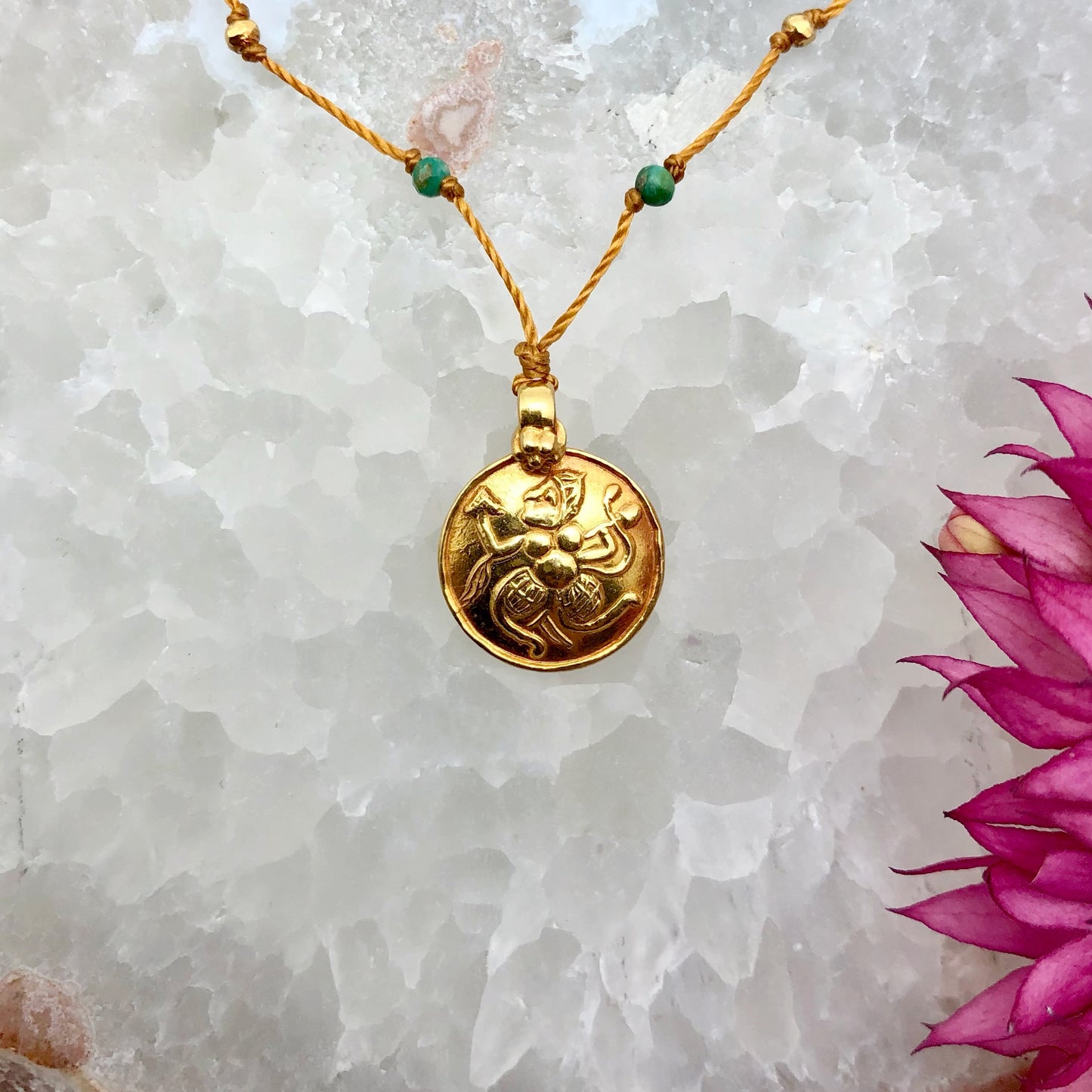 Gold Ganesha with Emerald