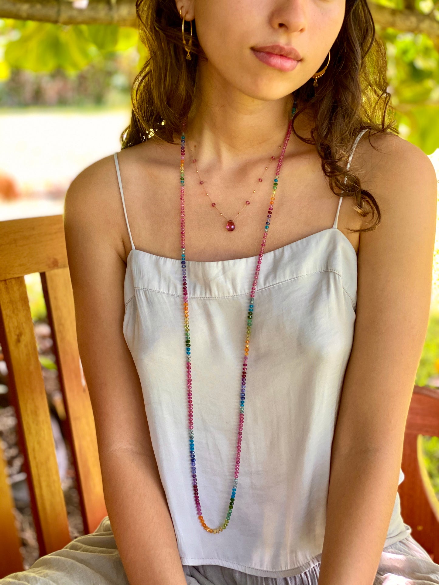 Pink Sapphire Rainbow Lei