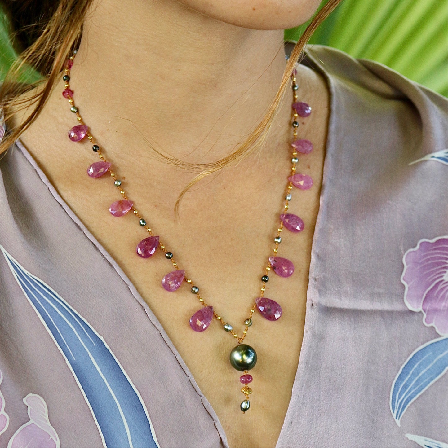 Pink Sapphire & Tahitian Pearl Ali'i Mana