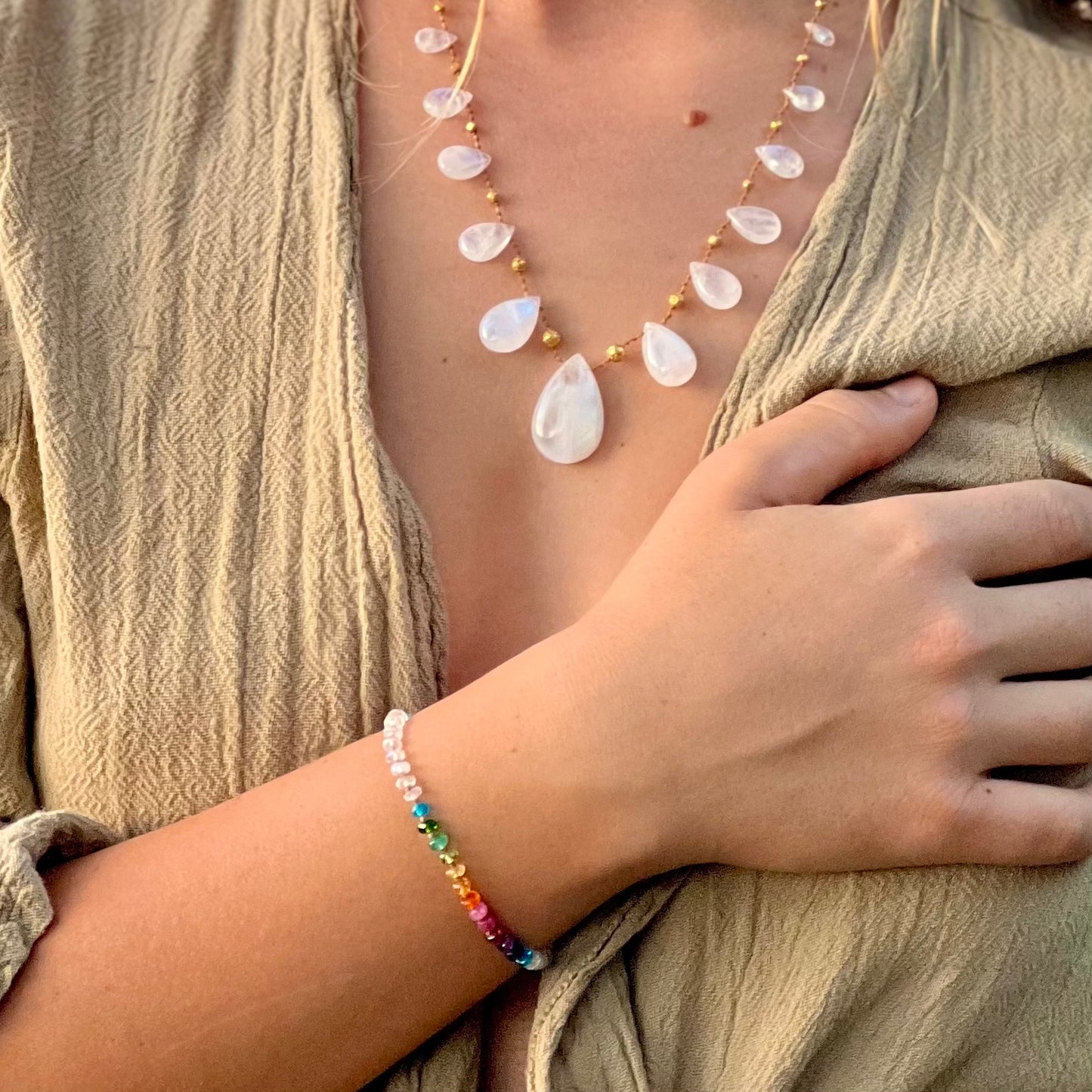 Moonstone Rainbow Bracelet